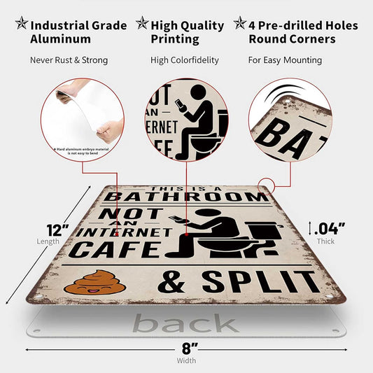Vintage Bathroom Humor Metal Sign
