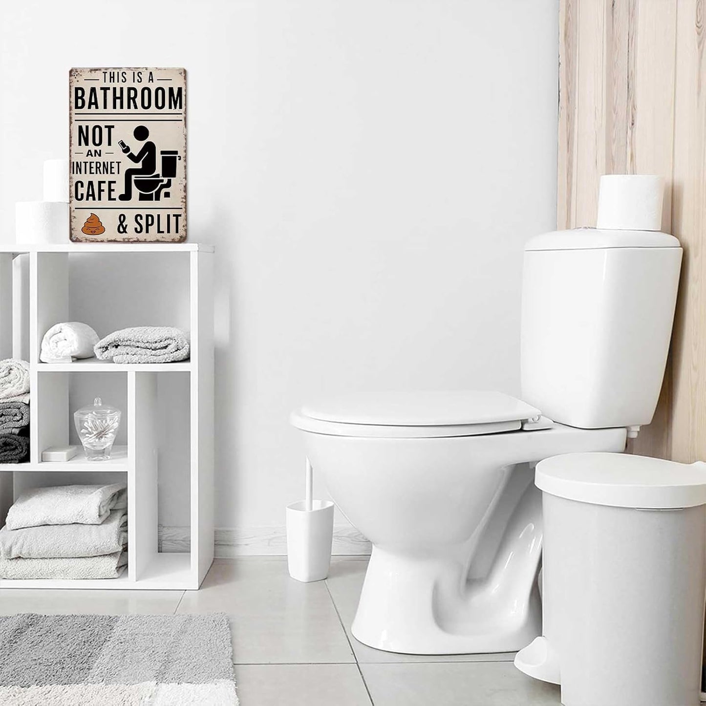 Vintage Bathroom Humor Metal Sign