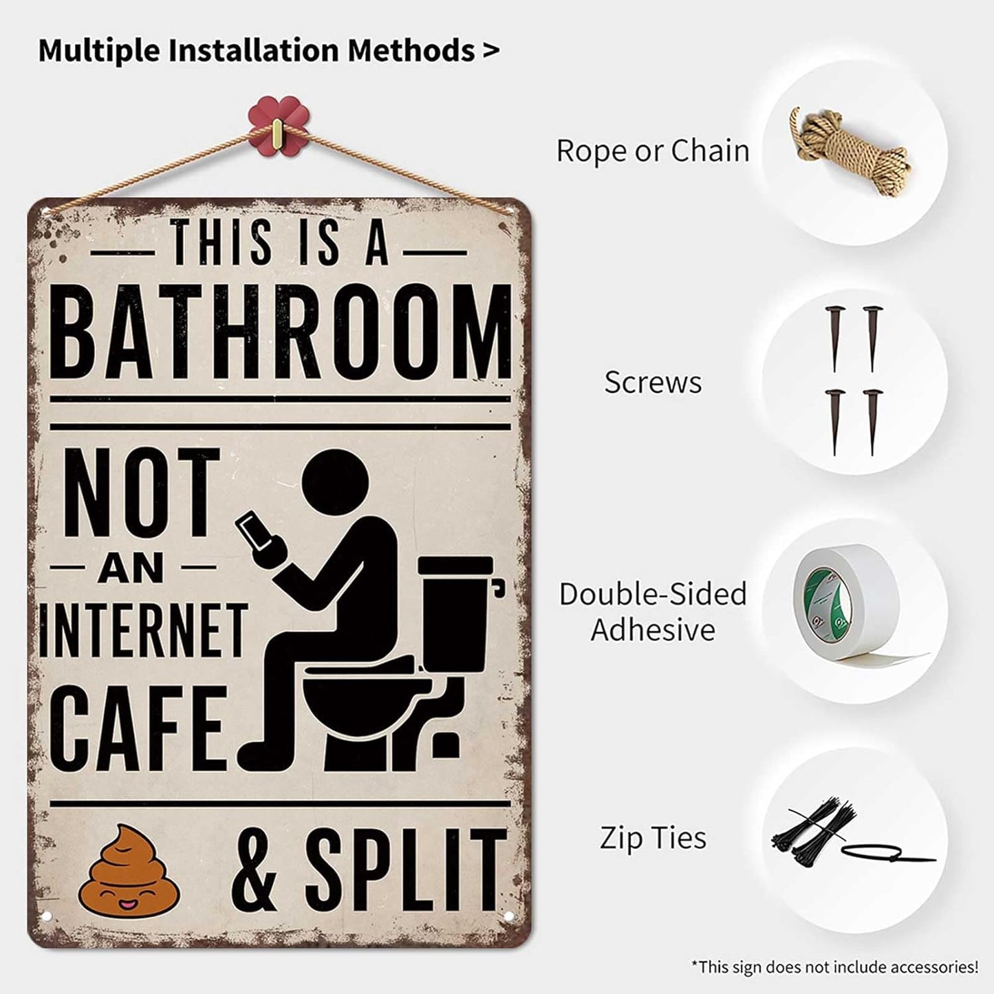 Vintage Bathroom Humor Metal Sign